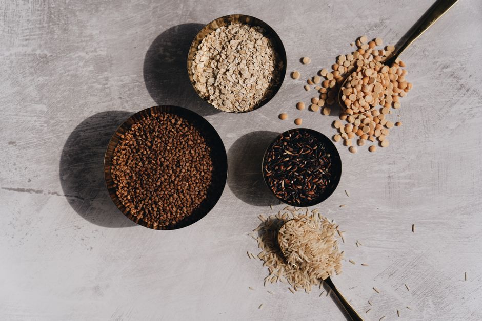 Dried lentils and spices in small bowls