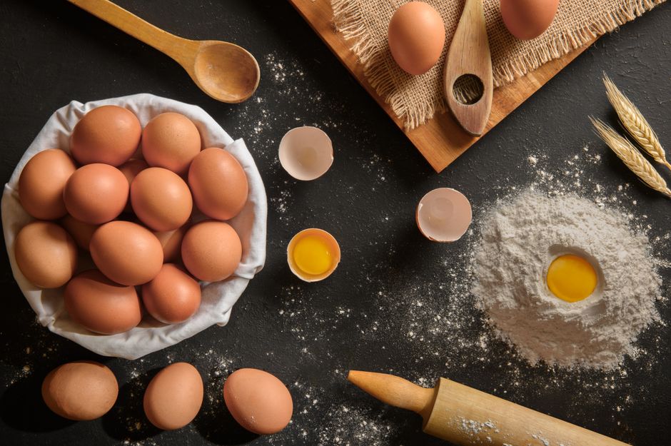 Eggs and flour for Yorkshire pudding batter