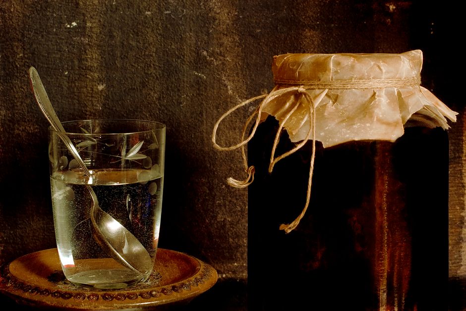 Jar of set blackberry and apple jelly